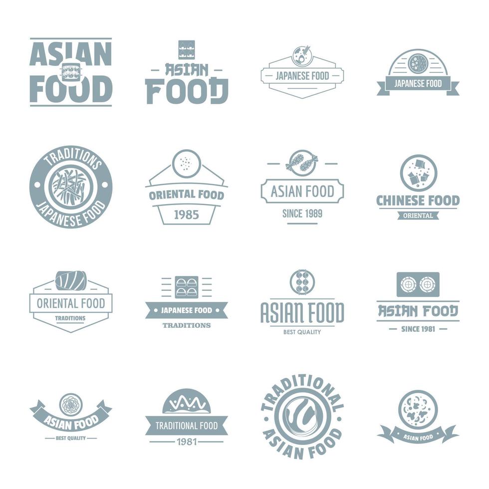 conjunto de ícones de logotipo de comida asiática, estilo simples vetor