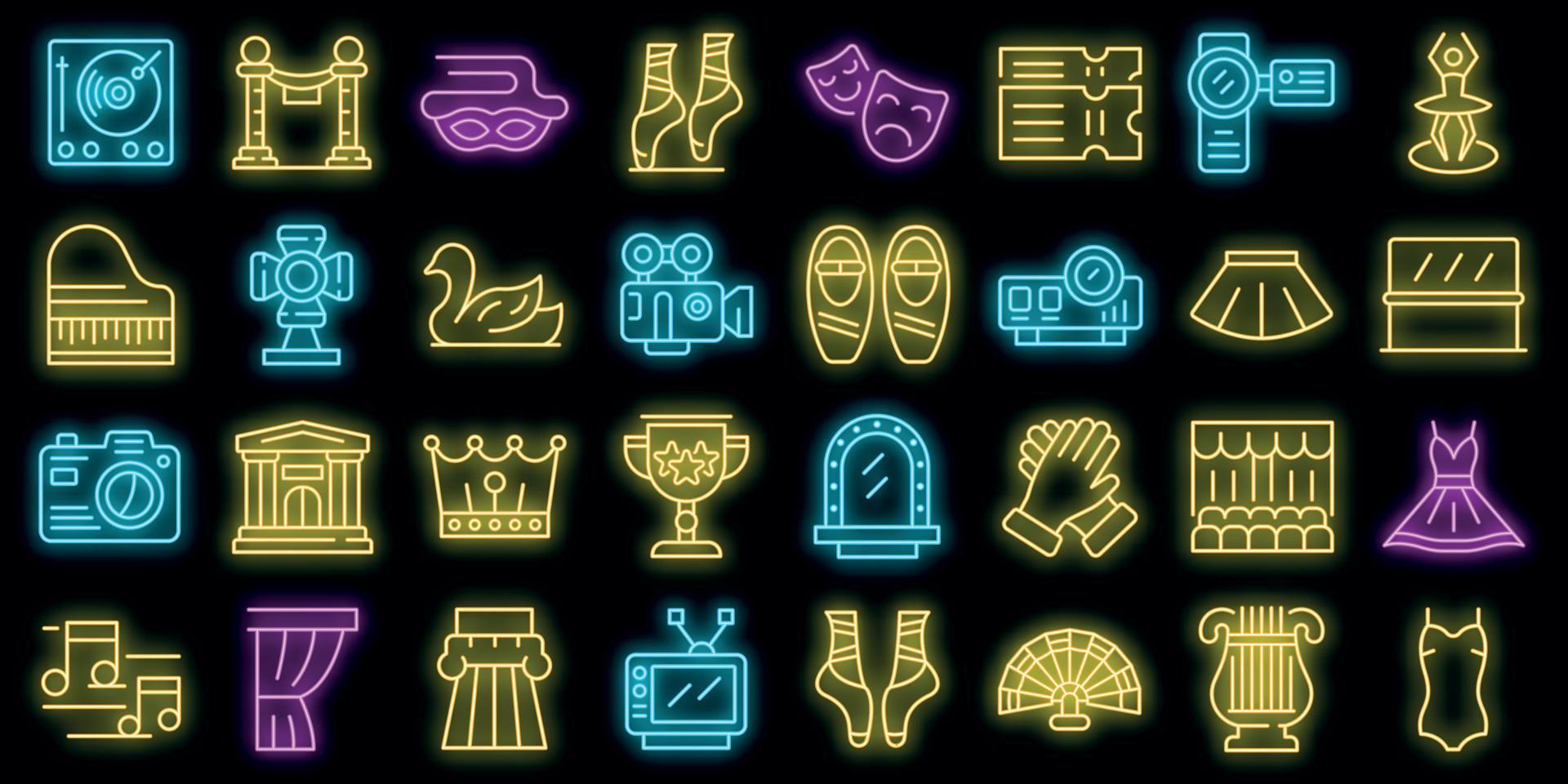 conjunto de ícones de balé vector neon