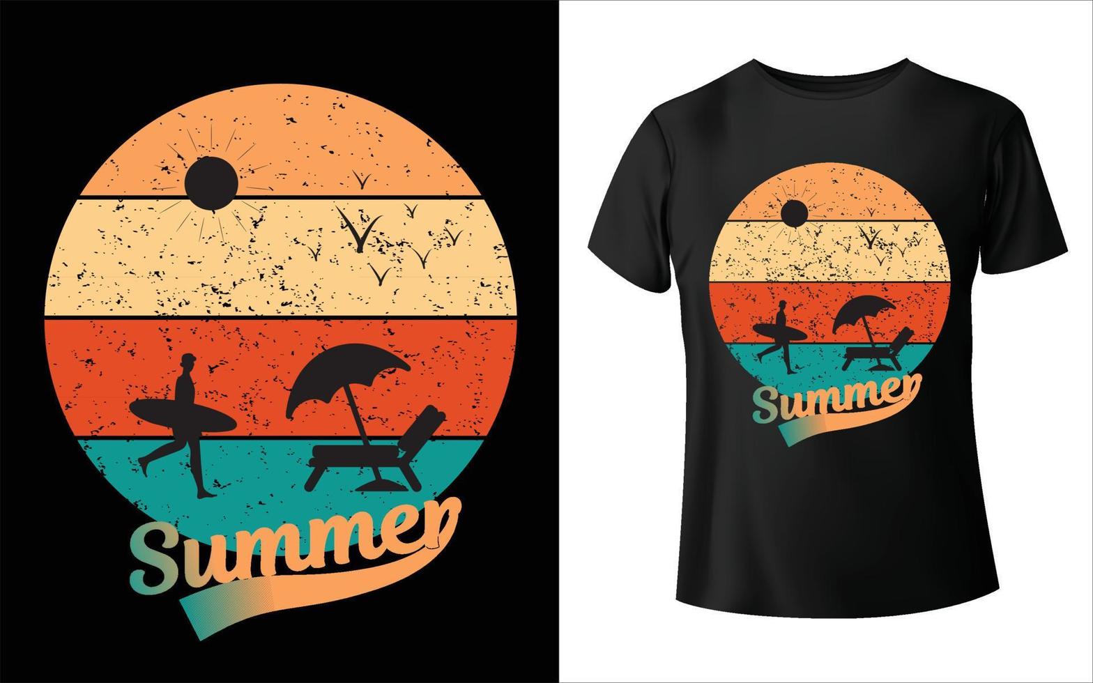 design de camiseta colorida vintage de verão vetor