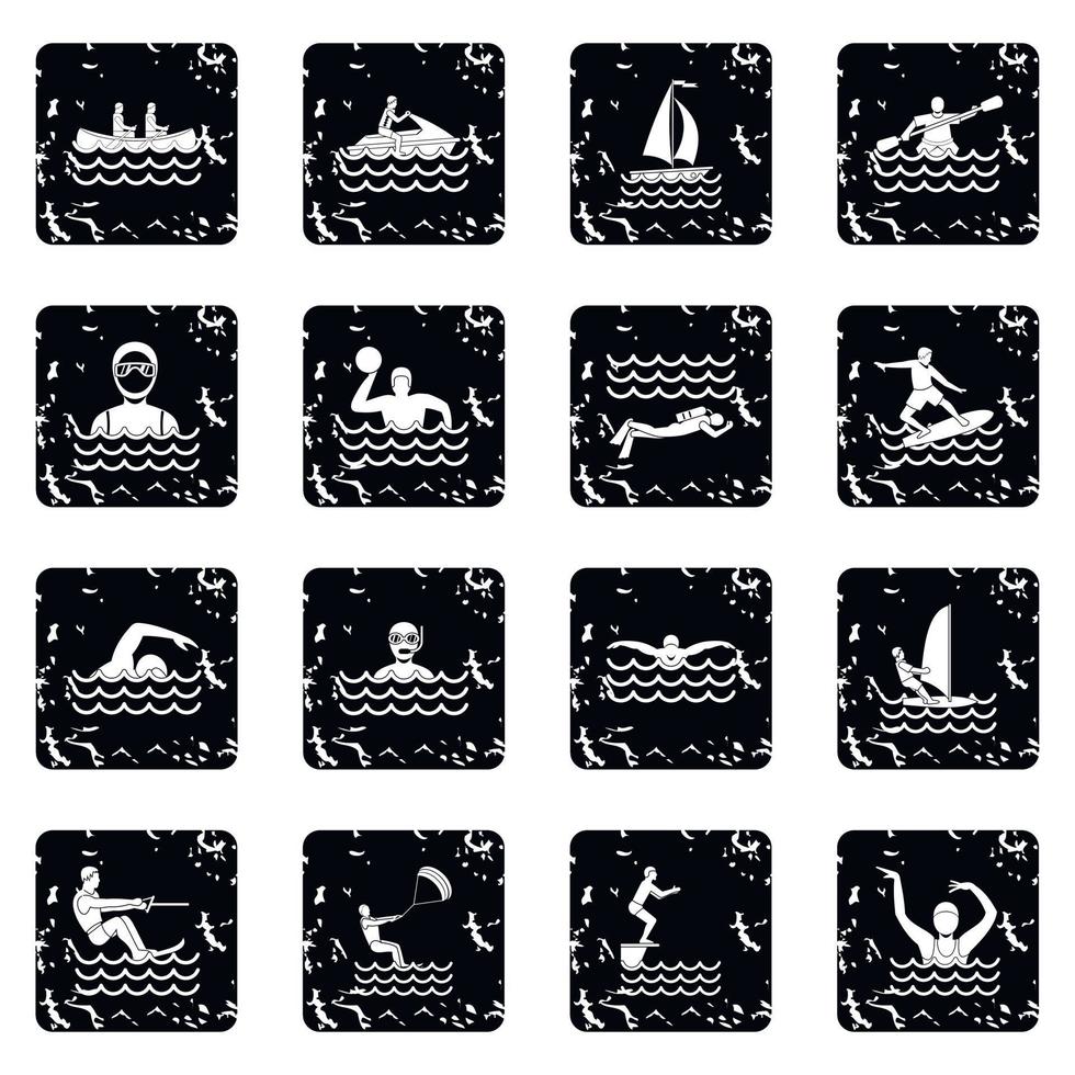 conjunto de ícones de esportes aquáticos vetor