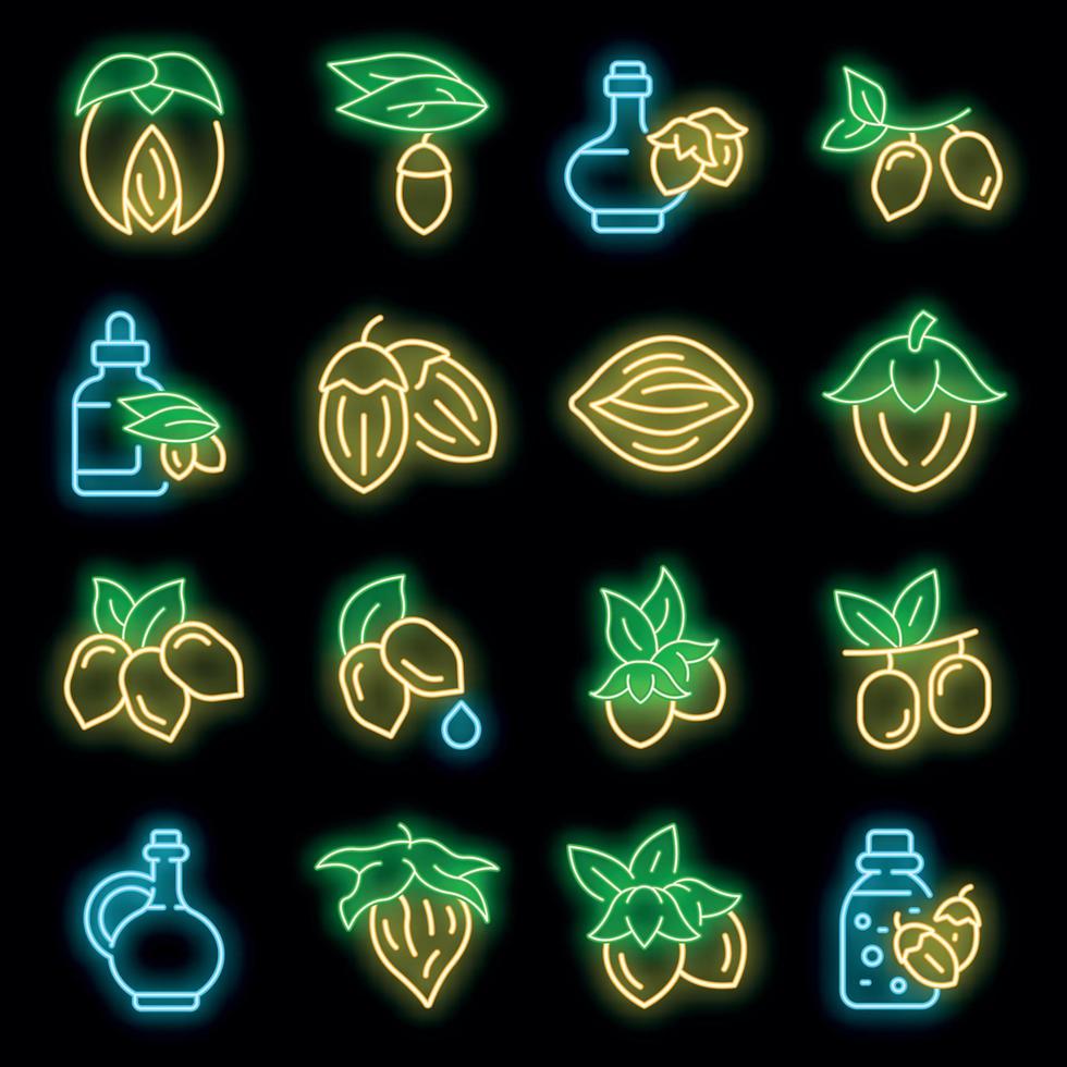 conjunto de ícones de jojoba vector neon