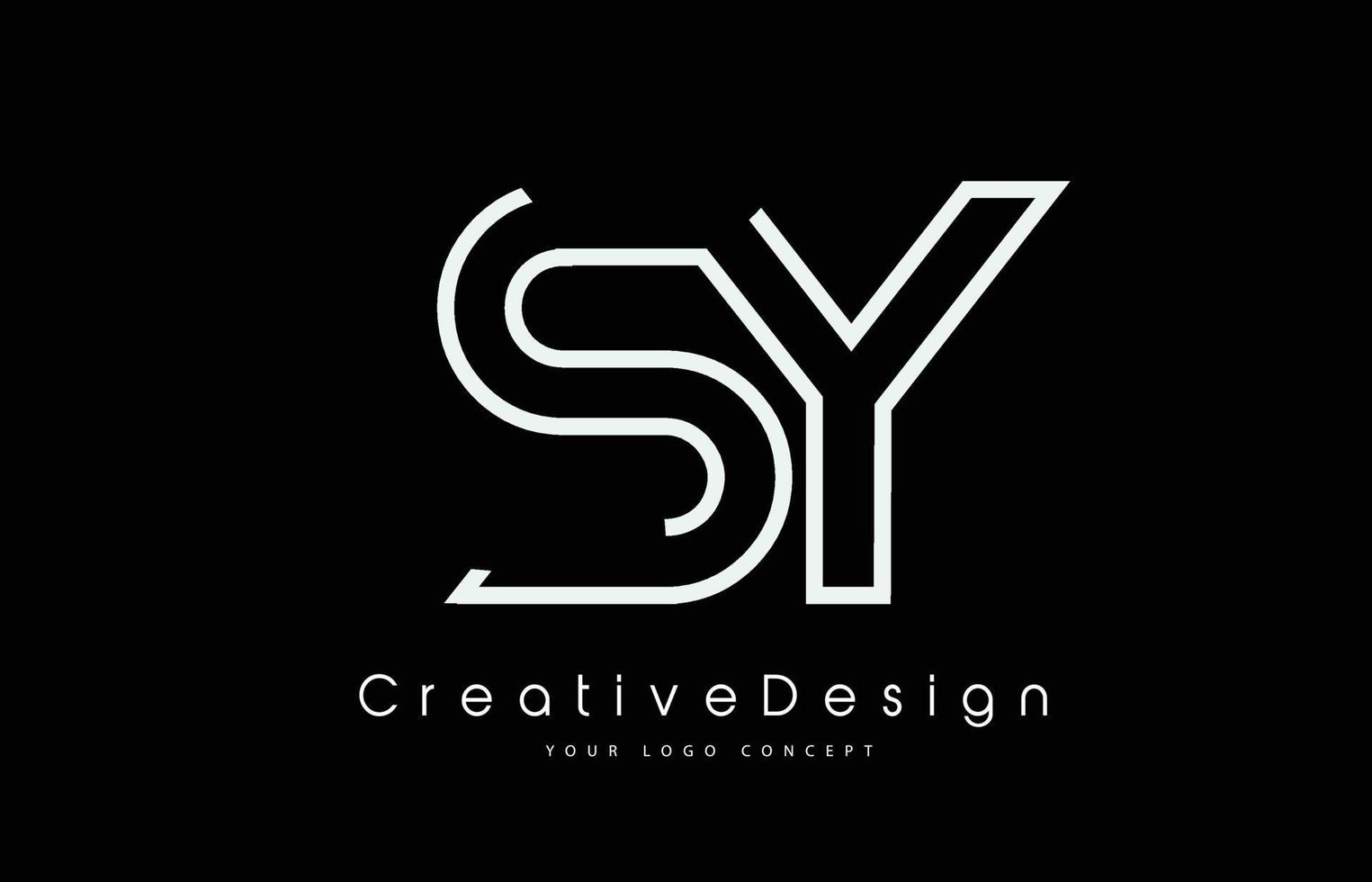 design de logotipo de carta sy sy nas cores brancas. vetor