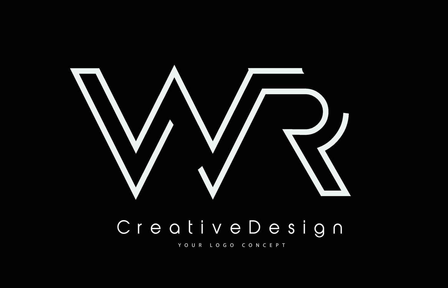 wr wr design de logotipo de carta nas cores brancas. vetor