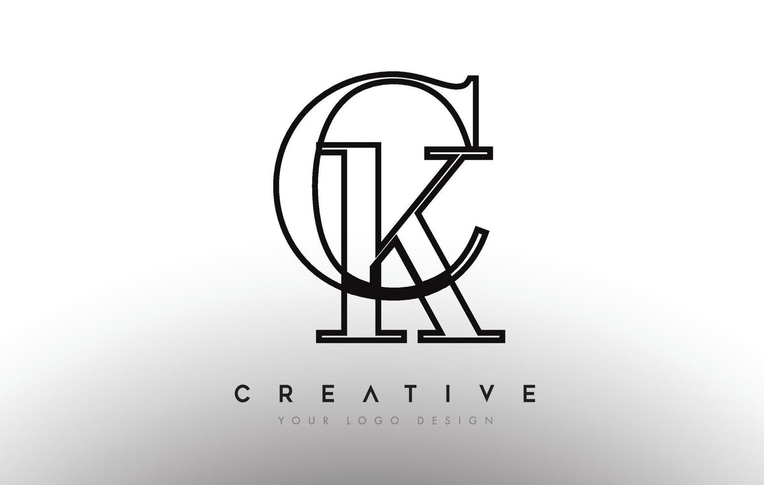 ck ck letter design logo logotipo ícone conceito com fonte serif e estilo clássico elegante look vector