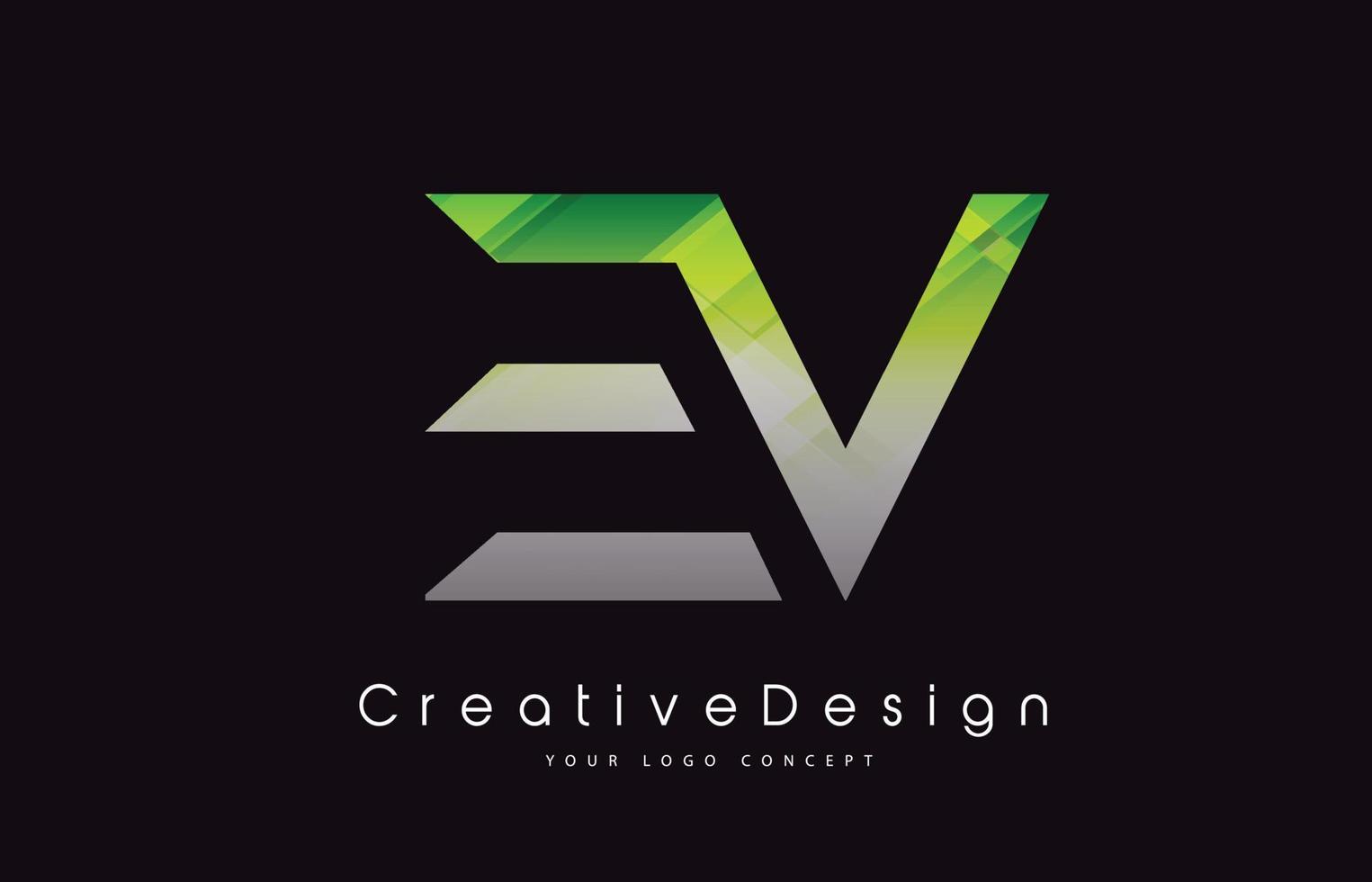 design de logotipo de carta ev. logotipo de vetor de letras modernas de ícone criativo de textura verde.