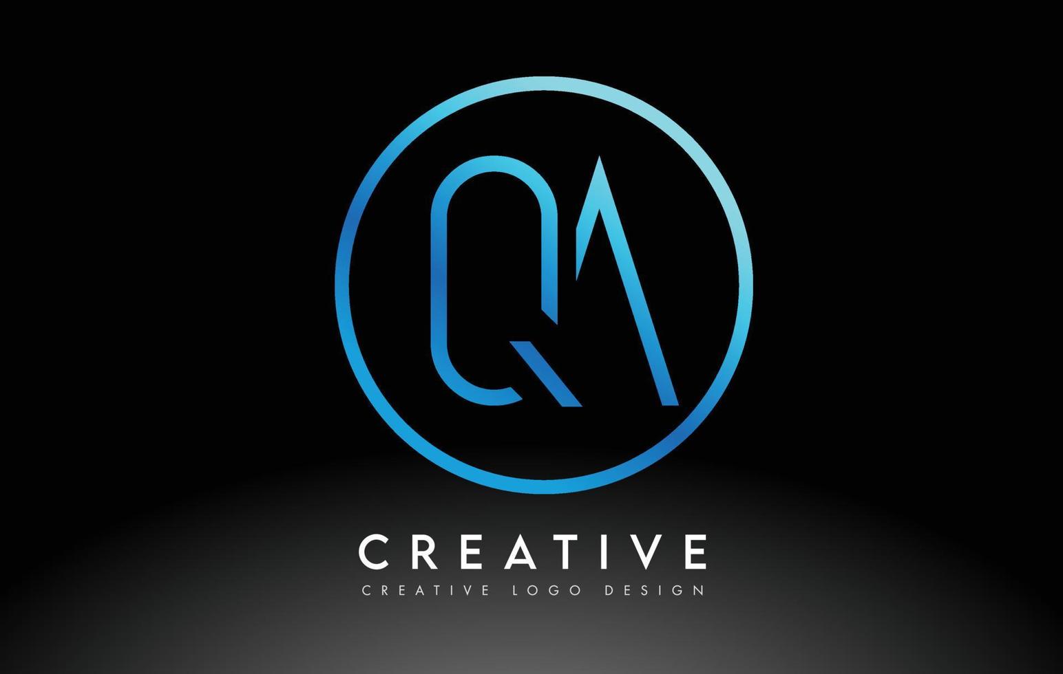 design de logotipo de letras qa azul neon slim. conceito criativo de carta limpa simples. vetor