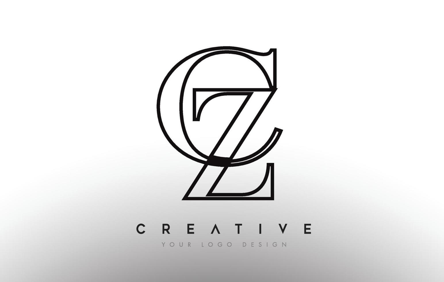 cz cz letter design logo logotipo ícone conceito com fonte serif e estilo clássico elegante look vector