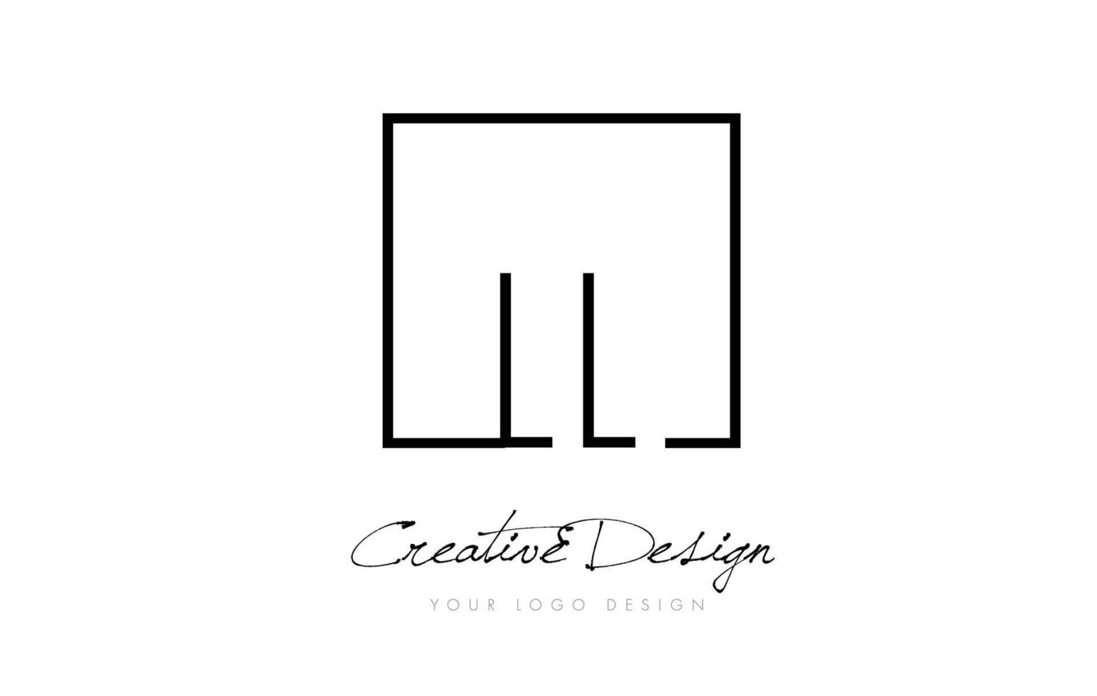 Projeto do logotipo da letra ll moldura quadrada com cores preto e branco. vetor
