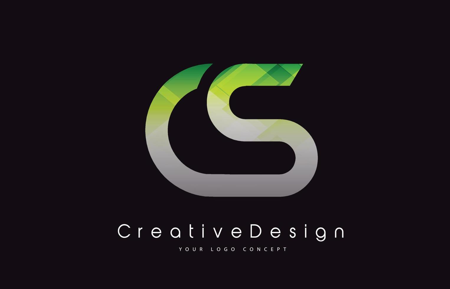 design de logotipo de letra cs. logotipo de vetor de letras modernas de ícone criativo de textura verde.