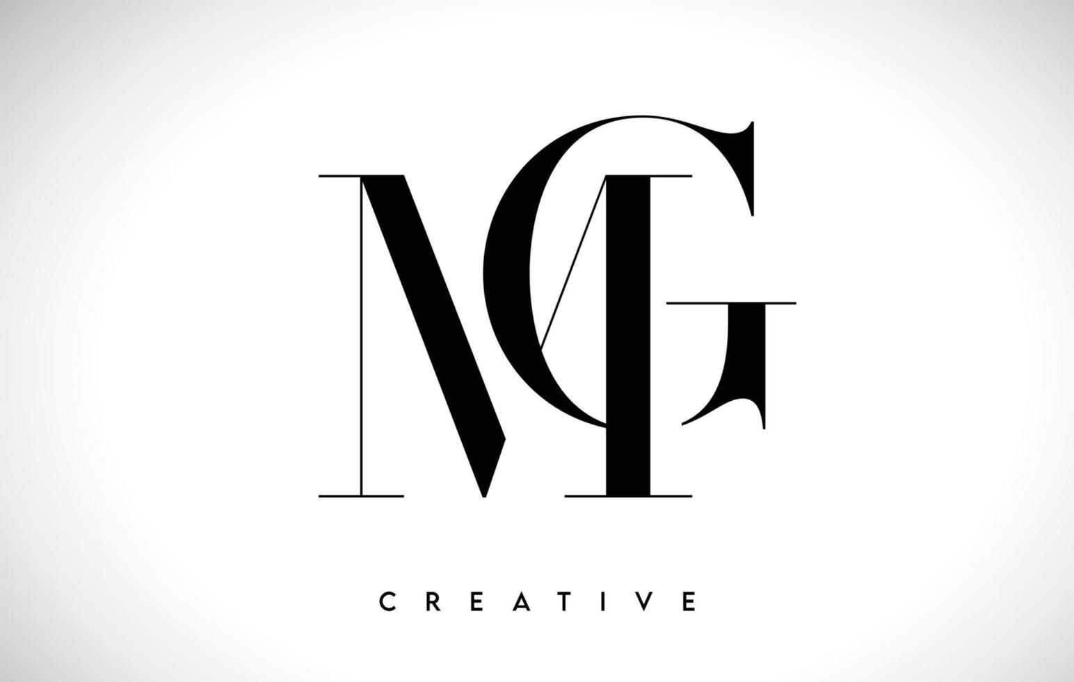 mg design de logotipo de carta artística com fonte serif em cores preto e branco ilustração vetorial vetor