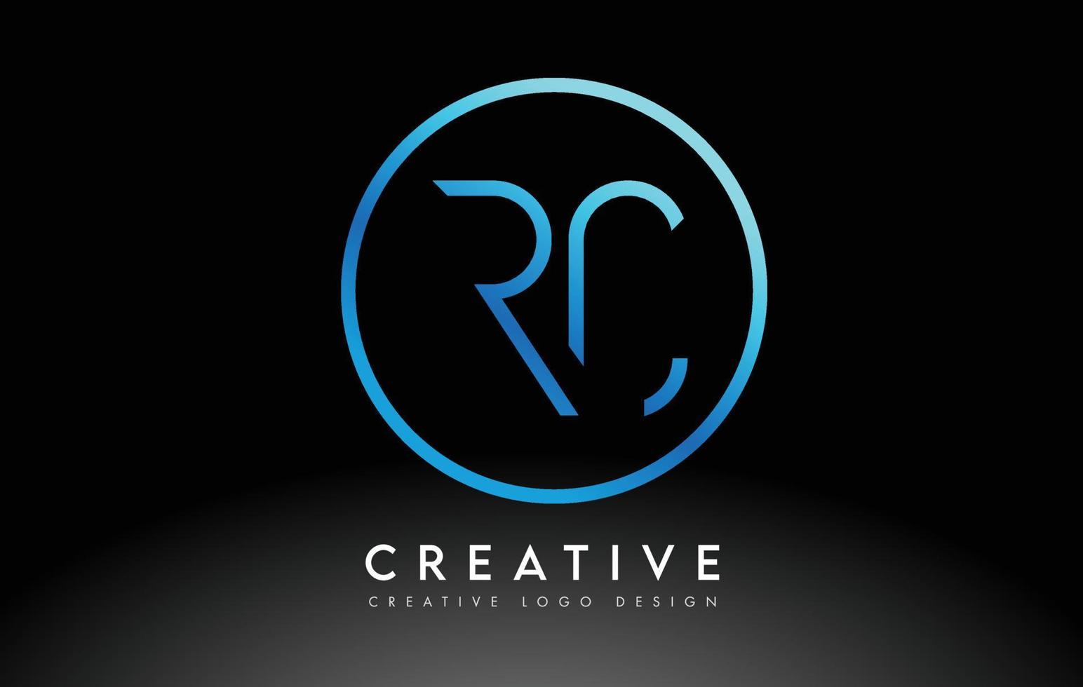 design de logotipo de letras rc azul neon slim. conceito criativo de carta limpa simples. vetor