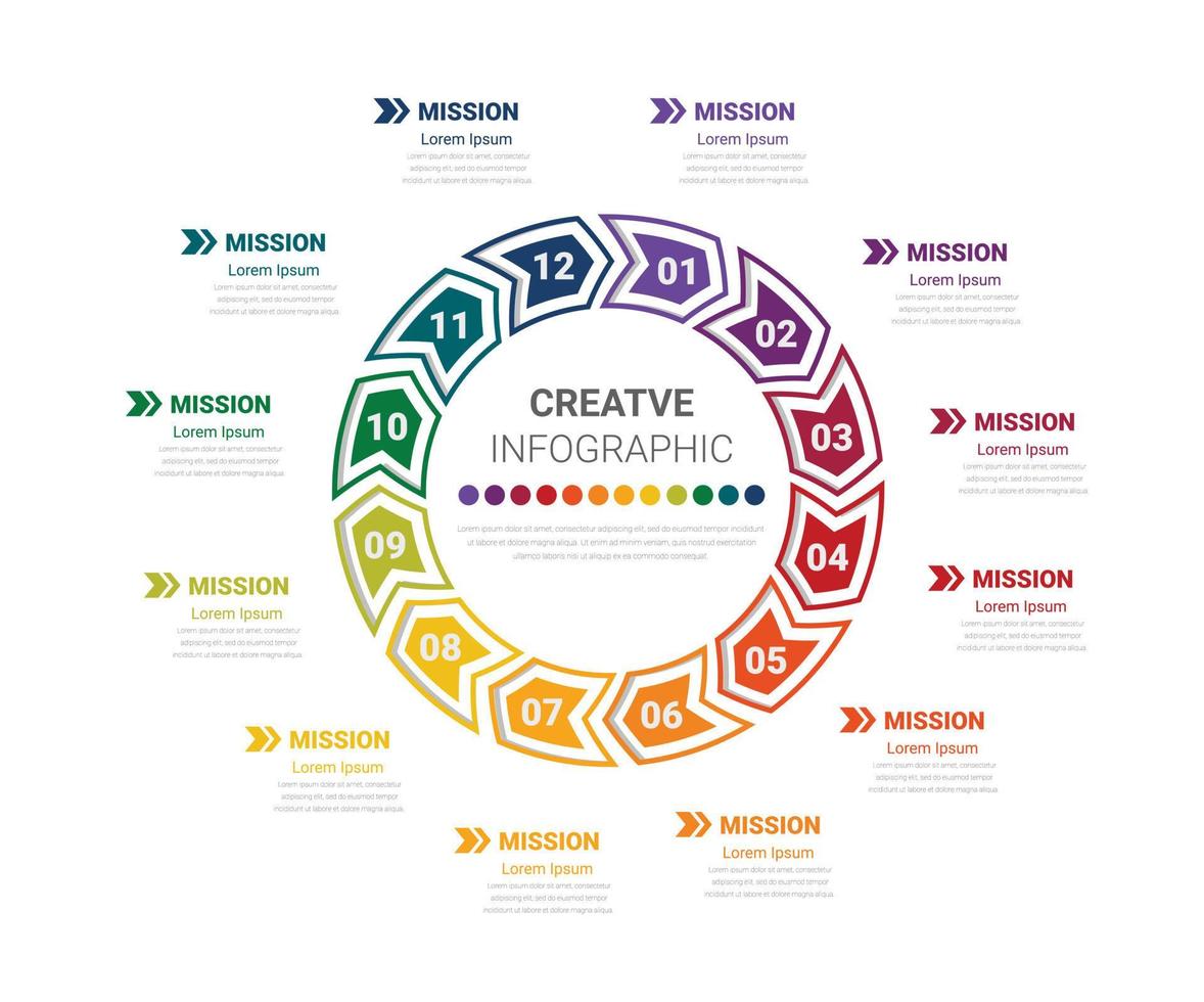 design de círculo de elementos infográficos para todos os planejadores do mês. vetor