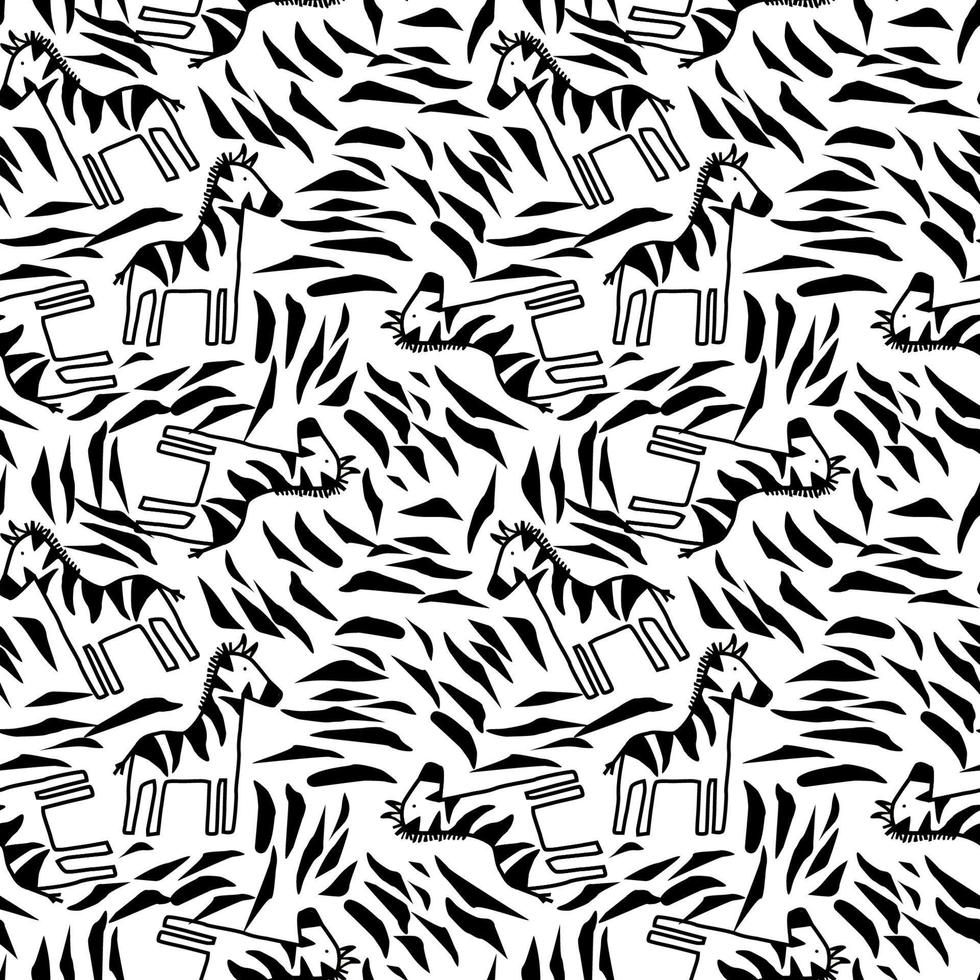 padrão de repetição perfeita de zebra dos desenhos animados vetor