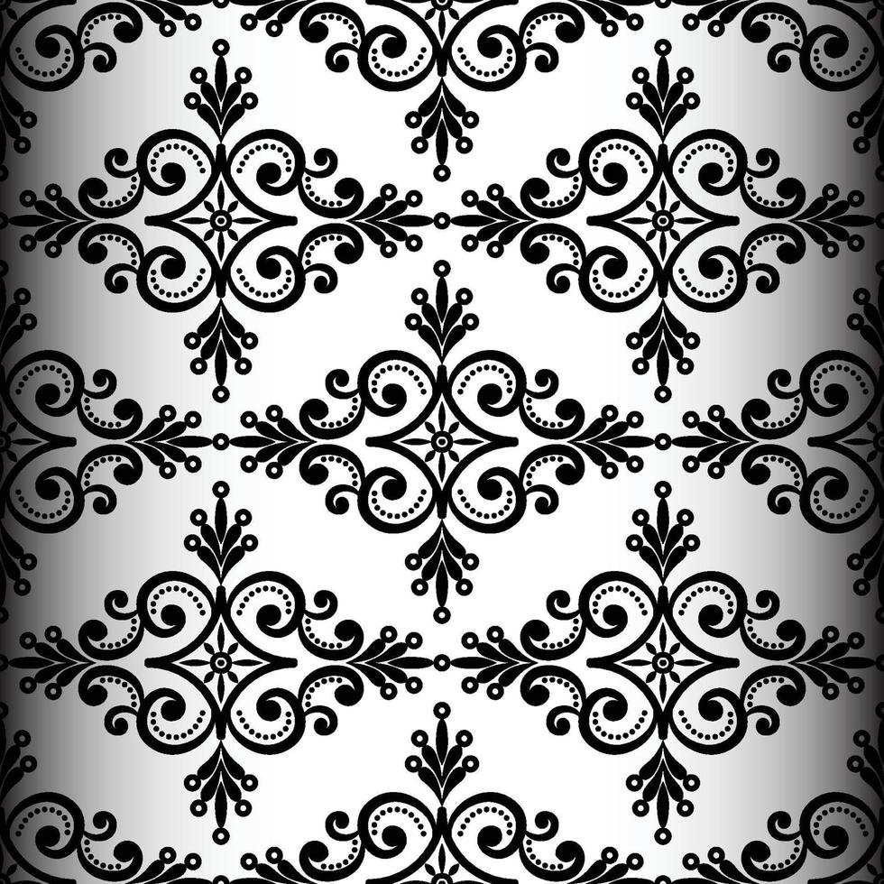 design de padrão de damasco vintage de vetor