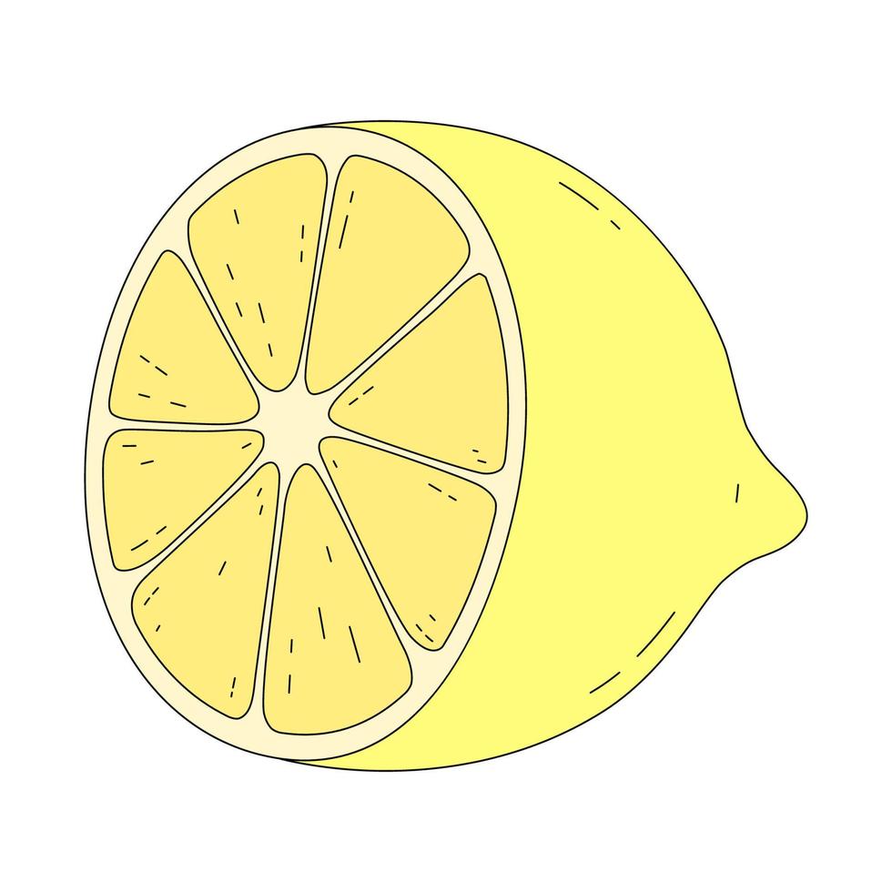 ilustração em vetor de limão no estilo tradicional dos desenhos animados. citrino isolado no fundo branco