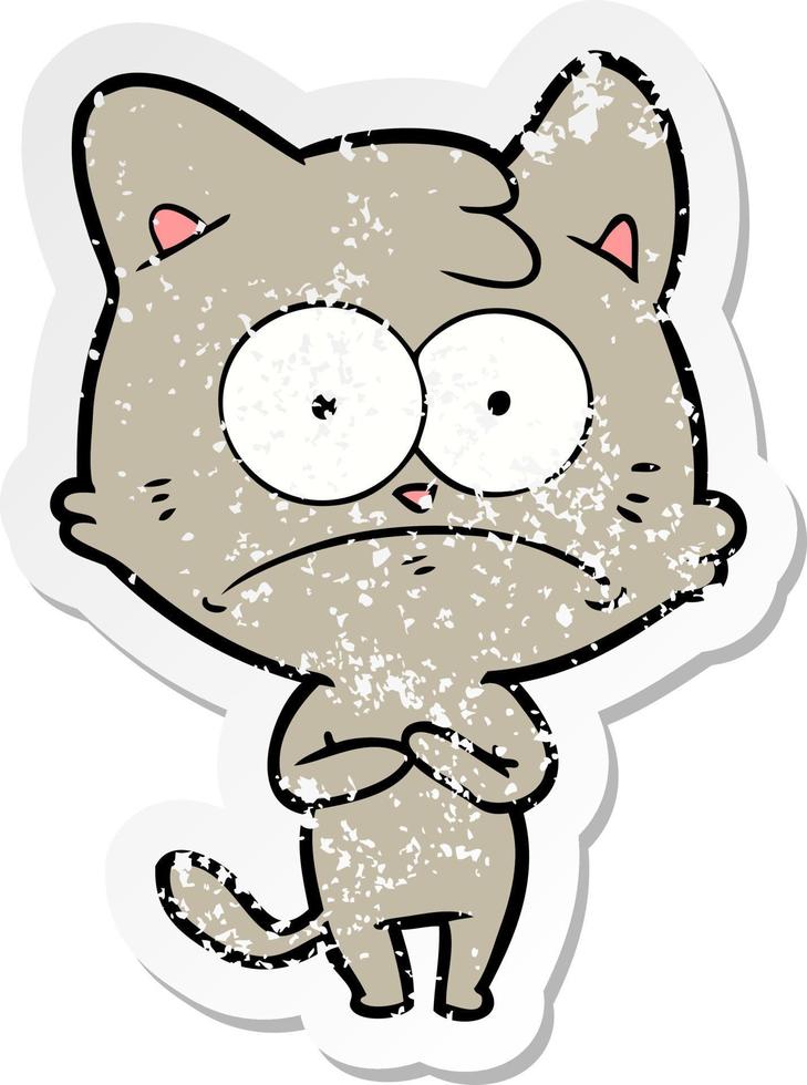 vinheta angustiada de um gato nervoso de desenho animado vetor