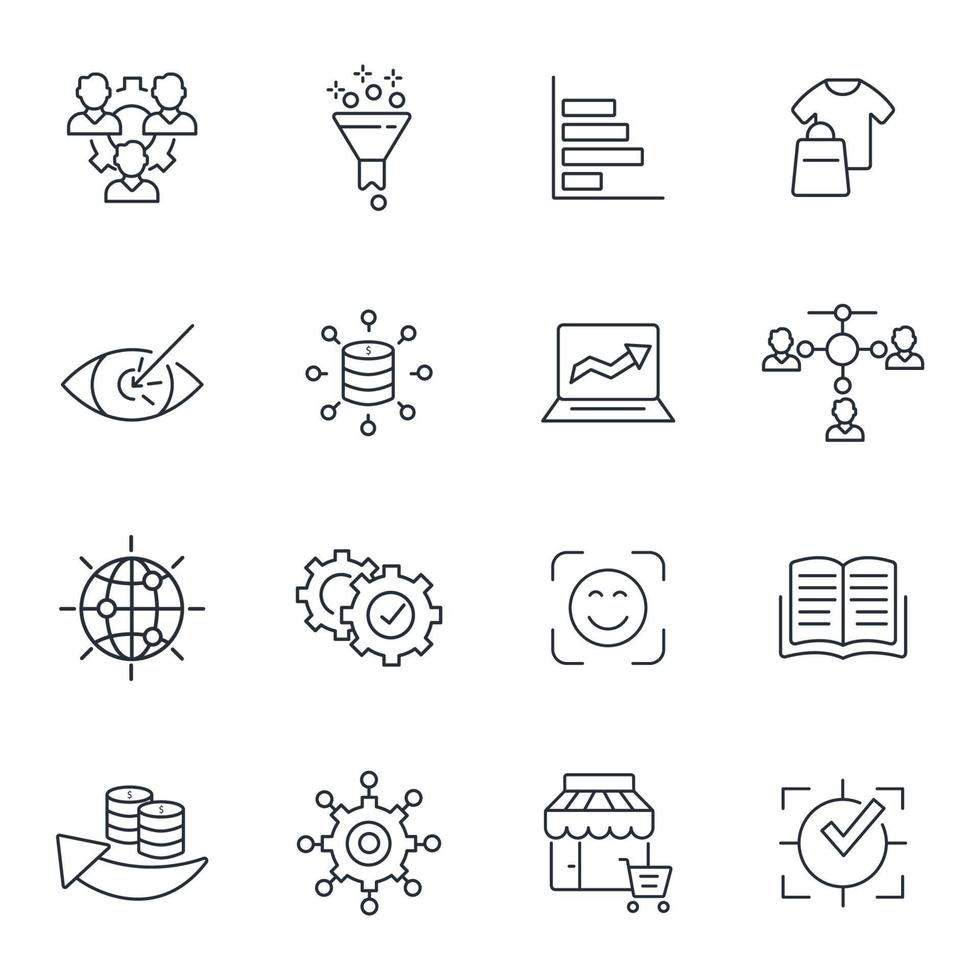 conjunto de ícones de marketing digital. elementos vetoriais de símbolo de pacote de marketing digital para web infográfico vetor