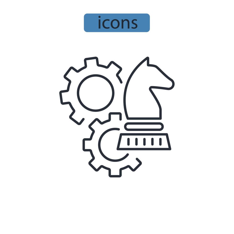 ícones de estratégia simbolizam elementos vetoriais para infográfico web vetor