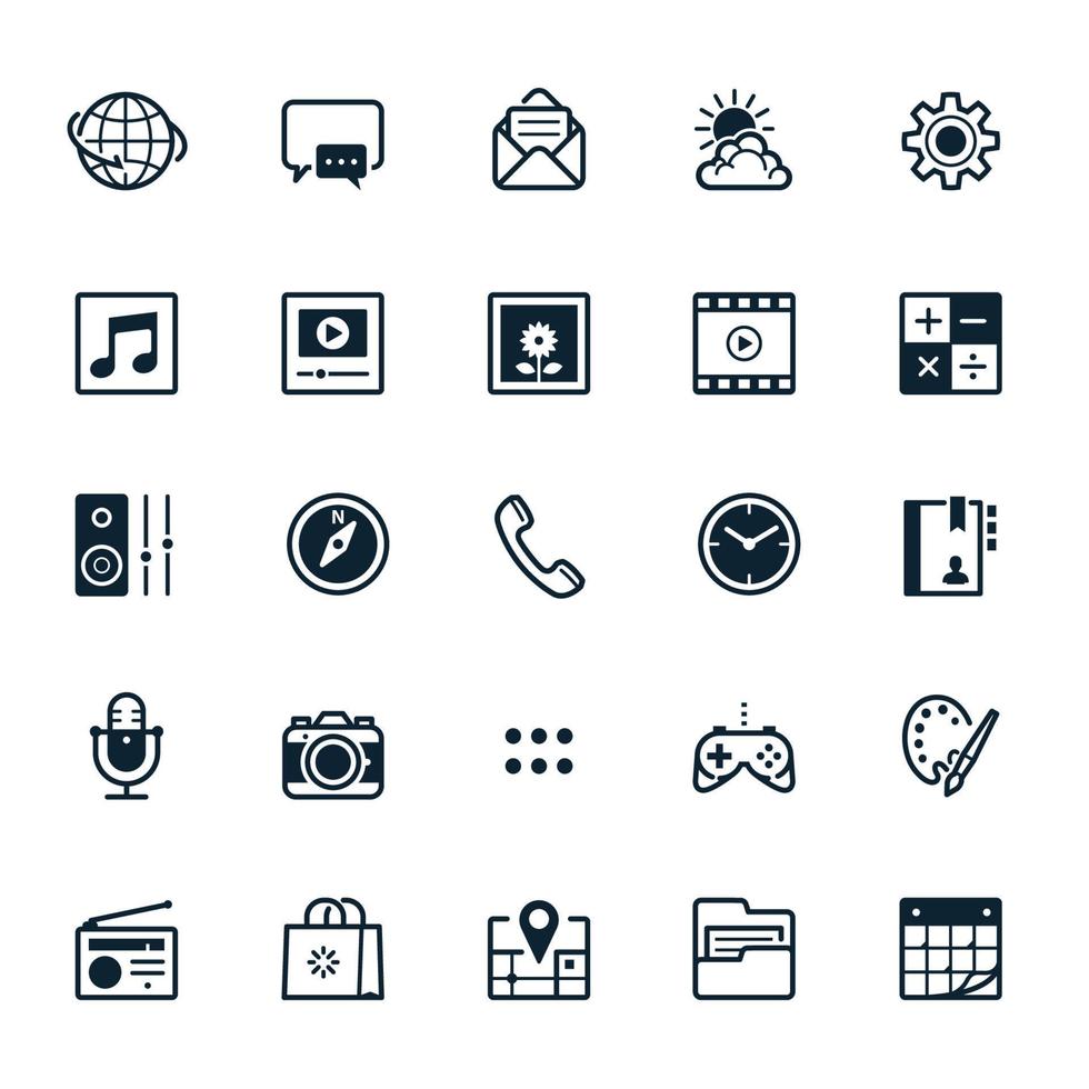 ícones de aplicativos de celular com fundo branco vetor