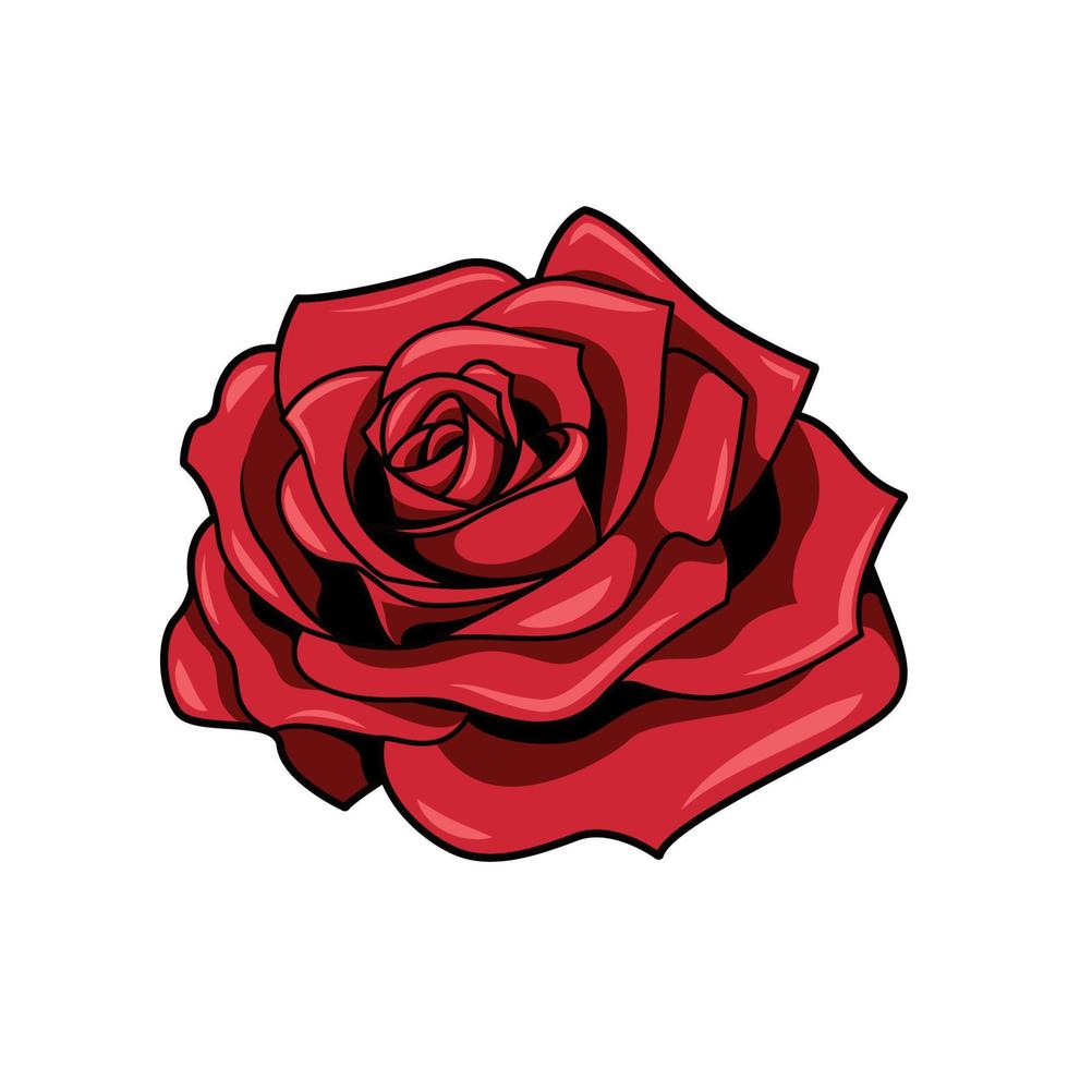 vetor de flor rosa vermelha isolado no fundo branco