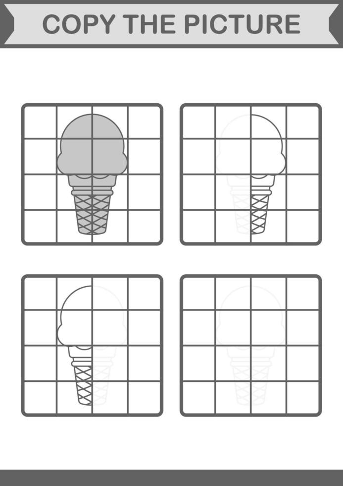 copie a foto com sorvete. planilha para crianças vetor