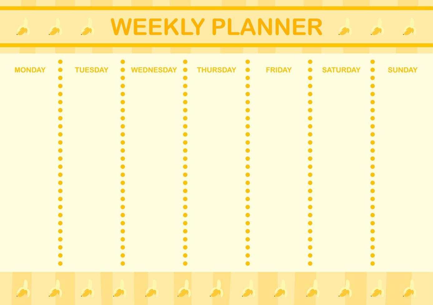 planejador diário e semanal com banana vetor
