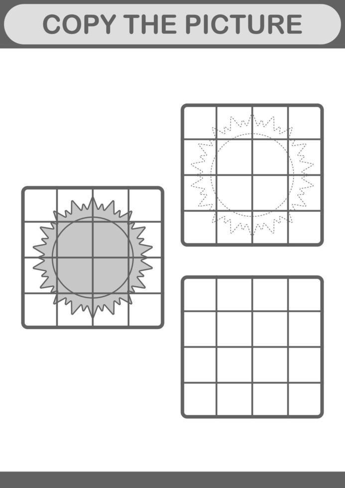 copie a imagem com sol. planilha para crianças vetor