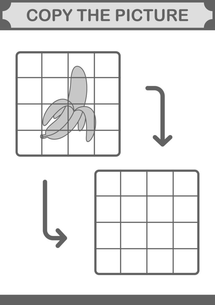 copie a foto com banana. planilha para crianças vetor