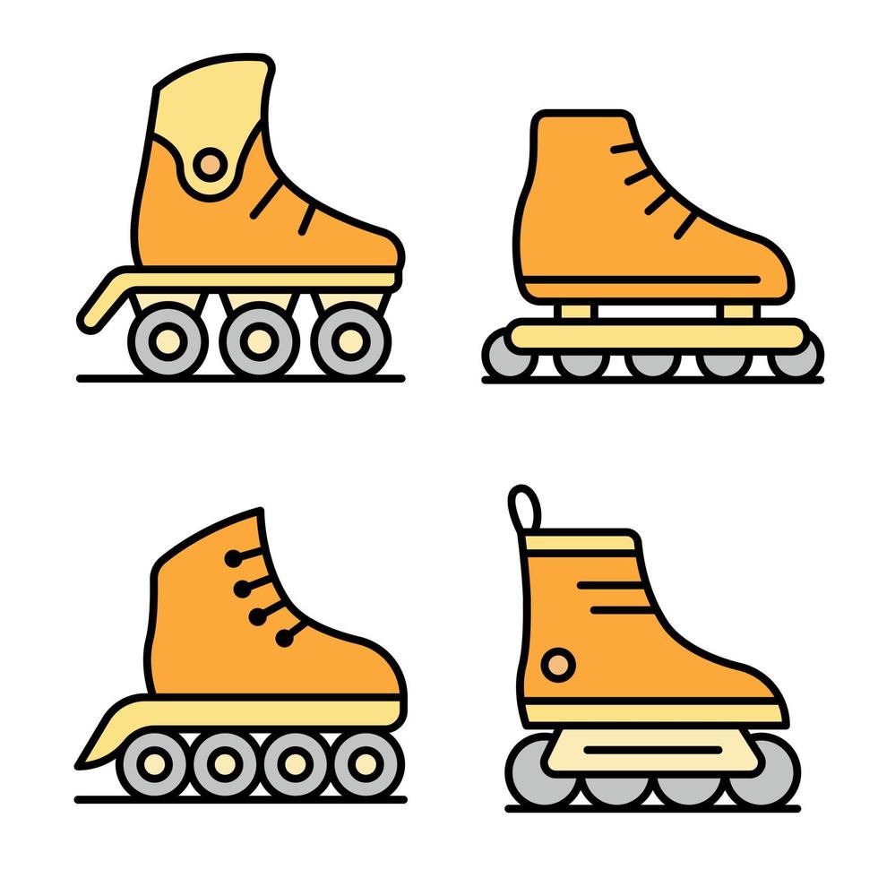 conjunto de ícones de patins em linha plano de vetor