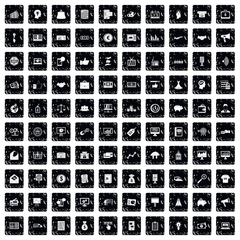 conjunto de 100 ícones de comércio eletrônico, estilo grunge vetor