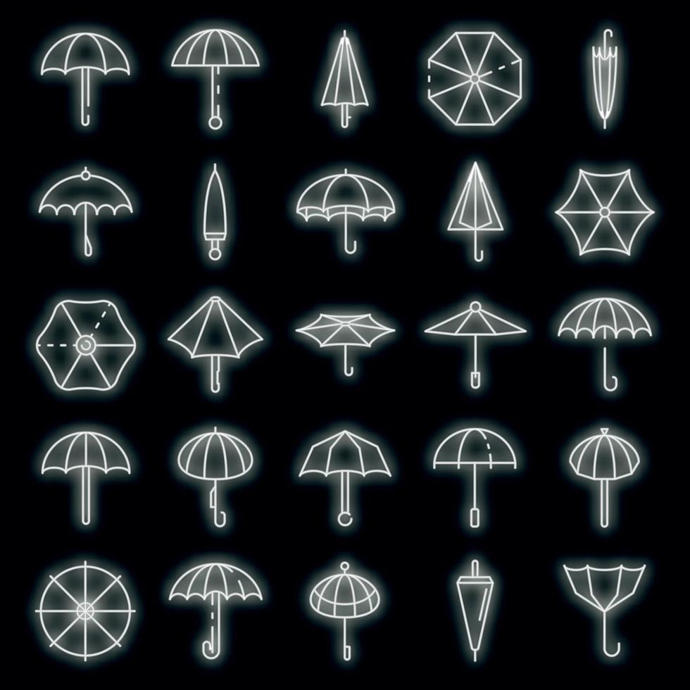 conjunto de ícones de guarda-chuva néon vetorial vetor
