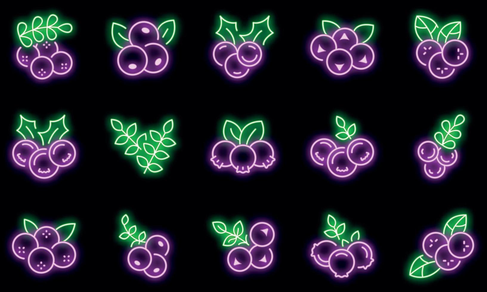 conjunto de ícones de rowan neon de vetor