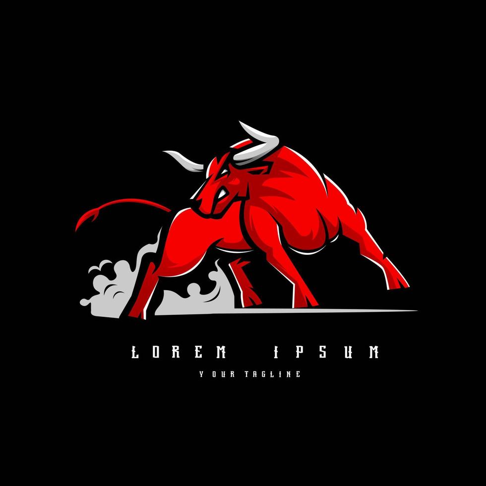 vetor de design de logotipo de mascote de touro com estilo de conceito de ilustração moderna para impressão de crachá, emblema e camiseta. ilustração de touro furioso para logotipo de esportes