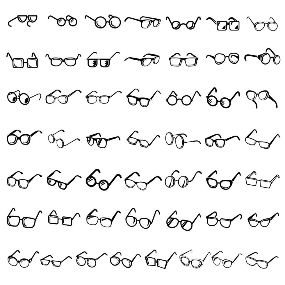 óculos forma conjunto de ícones, estilo simples vetor