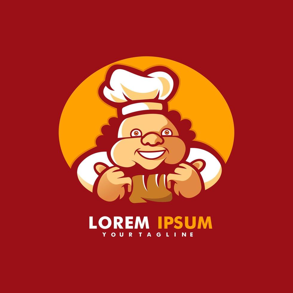 design de logotipo de mascote de restaurante chef vetor