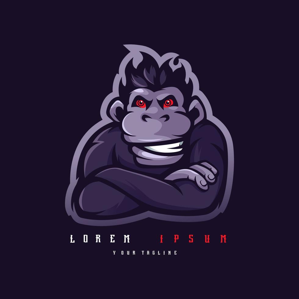 vetor de design de logotipo de mascote de macaco com estilo de conceito de ilustração moderna para impressão de crachá, emblema e camiseta