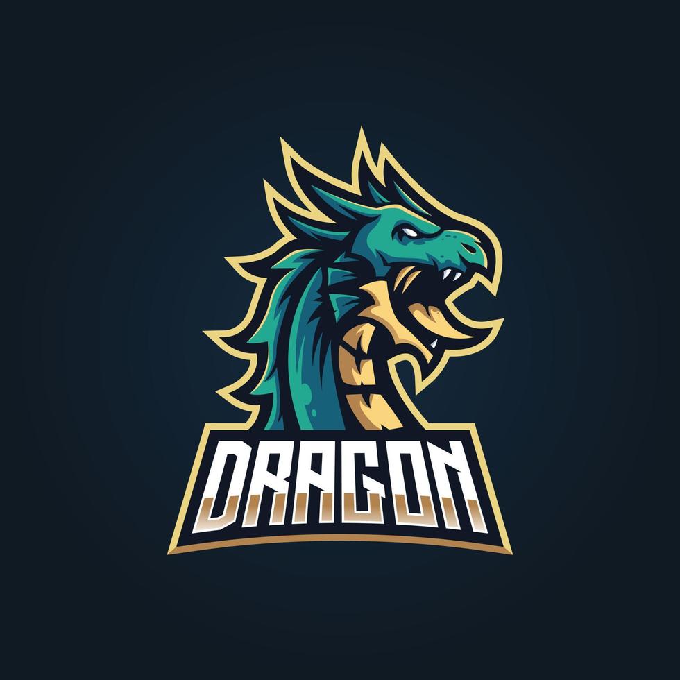 vetor de ilustração de design de logotipo de mascote de e-sport dragão