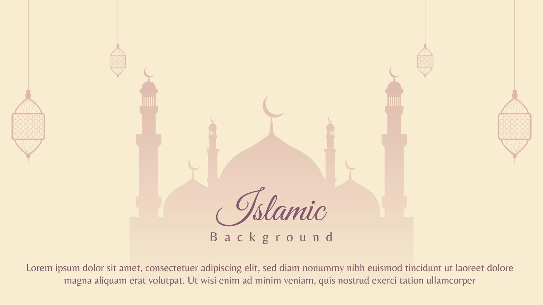 design de fundo islâmico com mesquita e lanterna em cor pastel. ilustração vetorial islâmica vetor