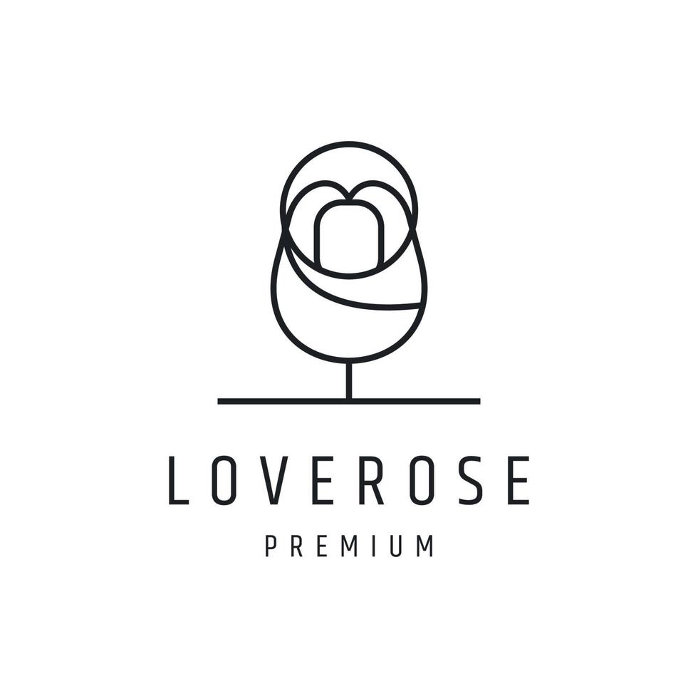 amo design de logotipo rosa com arte de linha em backround branco vetor