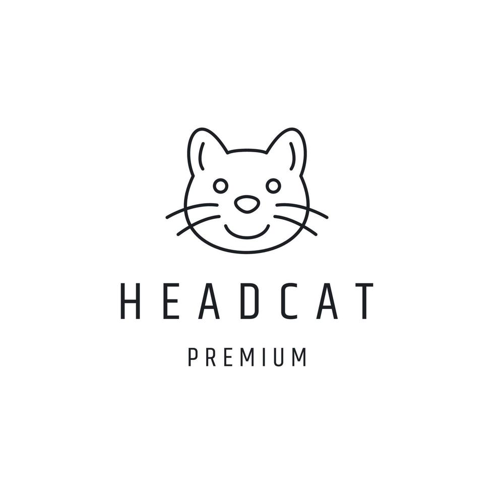 design de logotipo de gato de cabeça com arte de linha em backround branco vetor