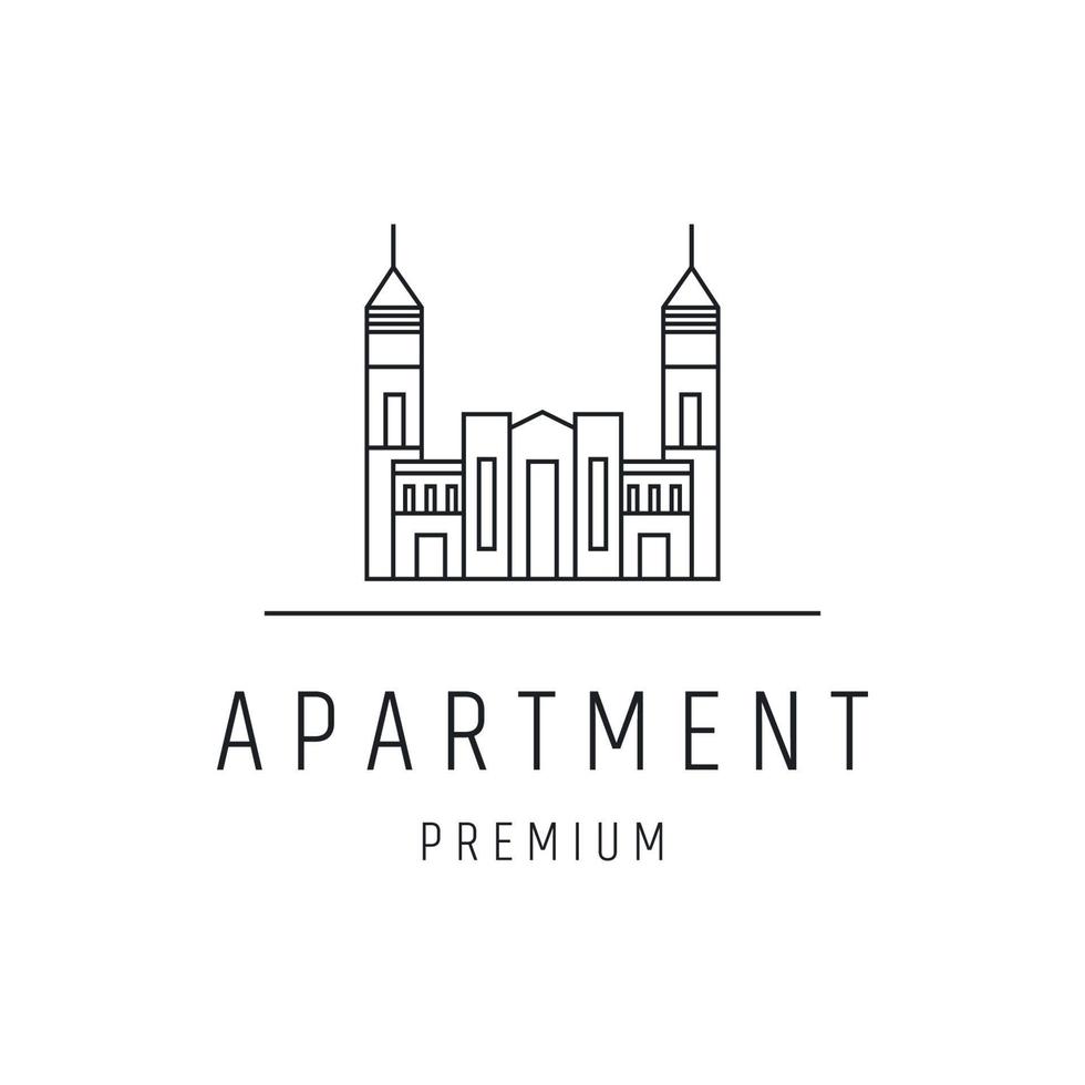 design imobiliário de logotipo de apartamento com arte de linha em backround branco vetor