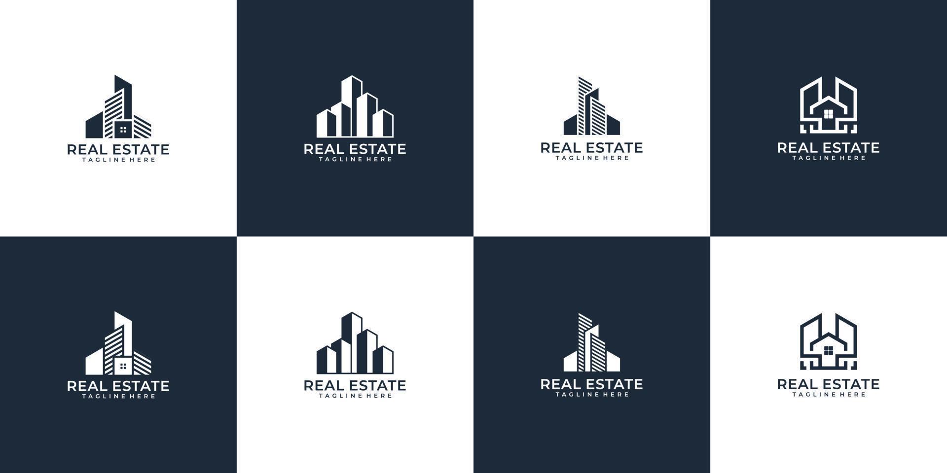 conjunto de pacote de vetor de logotipo imobiliário criativo