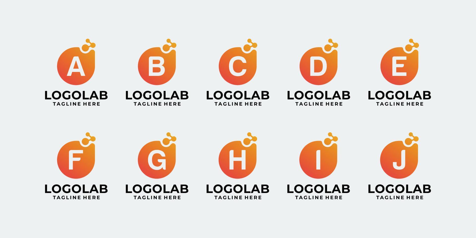 conjunto de conceito de logotipo de laboratório de letras vetor
