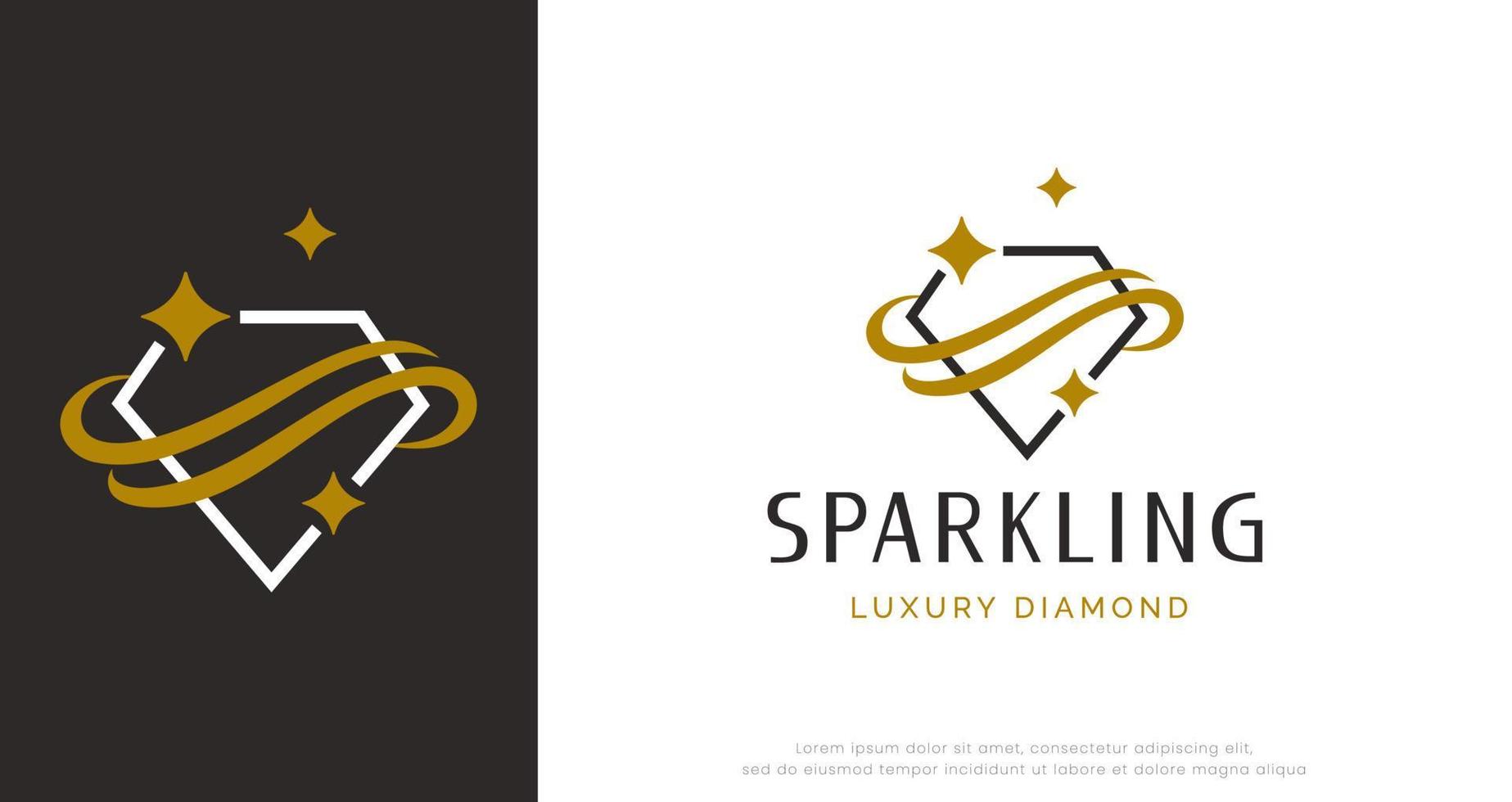logotipo de diamante brilhante minimalista moderno vetor