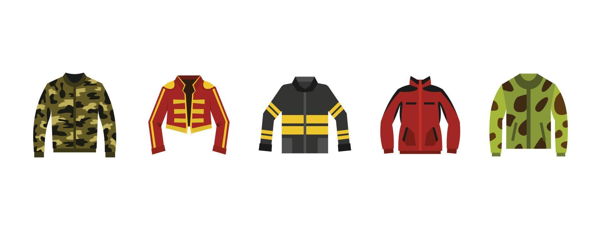 conjunto de ícones de jaqueta, estilo simples vetor