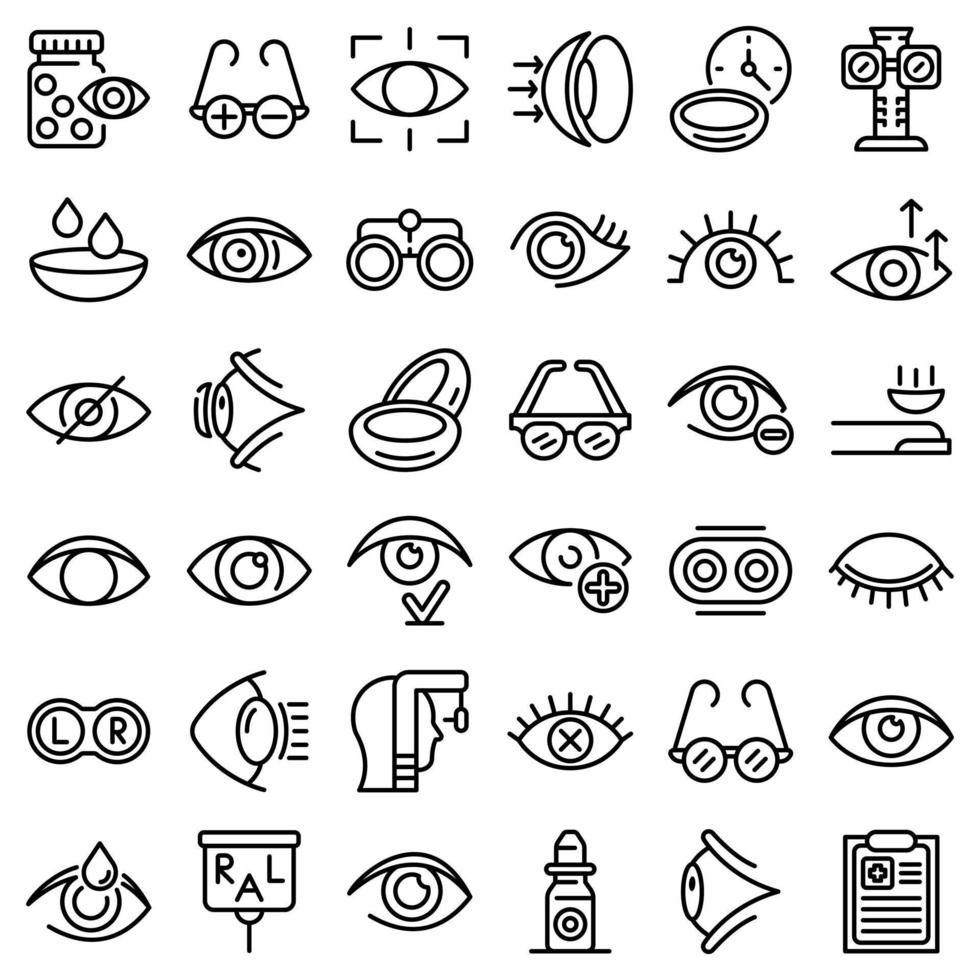 conjunto de ícones de olhos, estilo de contorno vetor