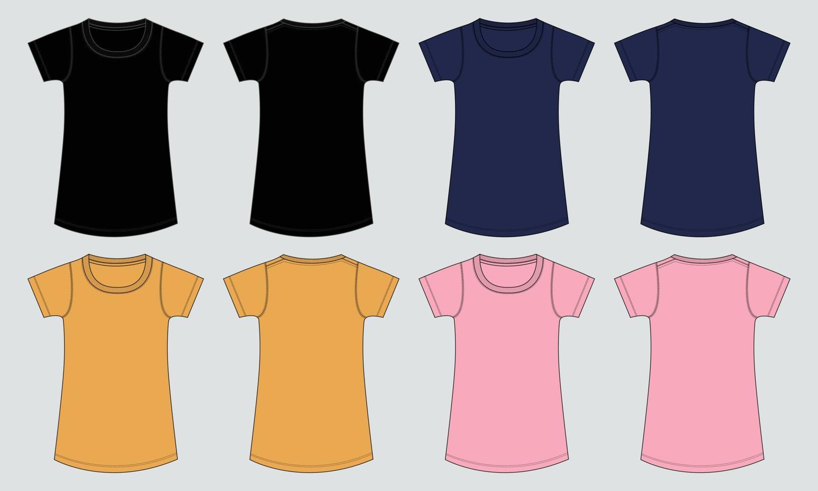 modelo de ilustração vetorial de tops de camiseta de manga curta multicolorida para meninas vetor