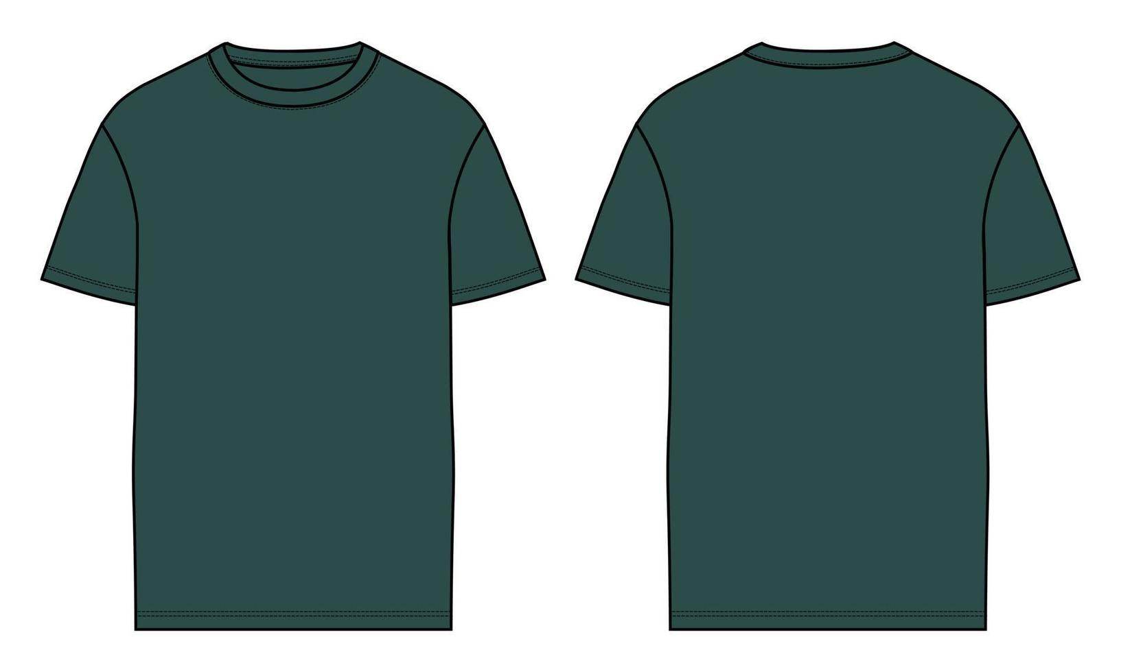 modelo de cor verde de ilustração vetorial de camiseta de manga curta vetor