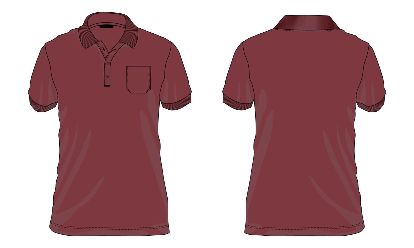 modelo de cor vermelha de ilustração vetorial de camisa polo de manga curta vetor