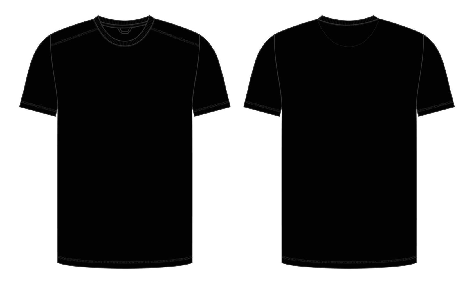 camiseta de manga curta técnica de moda desenho plano ilustração vetorial modelo de cor preta para homens e meninos vetor